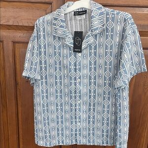 Original Use Men’s Blue Patterned Short-Sleeve Button Shirt NWT